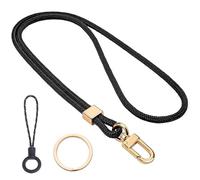 EUZUXU Lanyard Neck Strap, with Metal Key Rings and Lanyard Phone Ring Strap Detachable Lanyards, for Keys, Minimalist Design Keychain and ID Badge Holder(Black)