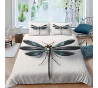 EUZZDHESP Artistic Dragonfly Duvet Cover Set 3 PCS Hotel Quality Quilt Cover Bed Sets Bed Covers with Pillowcases with Zipper Closure Breathable Stylish Comforter Double（200x200cm）