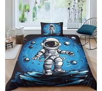 EUZZDHESP Astronauts3 Pieces Duvet Cover,3D Printed Bedding Set,Pillowcases,Microfiber Quilt Cover Easy Care Anti-Allergic Soft And Smooth for Kid Teens Boys And Girls Man Single（135x200cm）