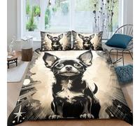 EUZZDHESP Chihuahua Dog Duvet Cover Set 3 PCS Hotel Quality Quilt Cover Bedding Bed Covers with Pillowcases with Zipper Closure Ultra Soft Hypoallergenic Microfiber King（220x240cm）