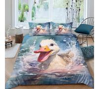EUZZDHESP Cute Duck Duvet Cover Sets 3 PCS Hotel Quality Quilt Cover Bedding Set Bed Covers with Pillowcases with Zipper Closure Hypoallergenic Soft Breathable Microfiber Double（200x200cm）