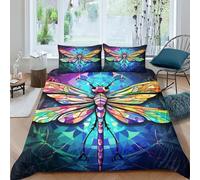 EUZZDHESP Dragonfly Duvet Cover Sets 3 PCS Hotel Quality Quilt Cover Bedding Set Bed Covers with Pillowcases with Zipper Closure Ultra Soft Hypoallergenic Microfiber King（220x240cm）