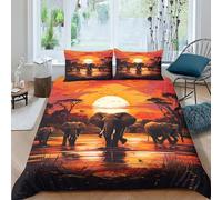 EUZZDHESP Elephants Duvet Cover 3 PCS Hotel Quality Quilt Cover Bedding Bed Covers with Pillowcases with Zipper Closure Breathable Stylish Comforter Double（200x200cm）