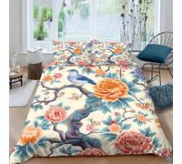 EUZZDHESP Flowers Duvet Cover 3 PCS Hotel Quality Quilt Cover Bed Sets Bed Covers with Pillowcases with Zipper Closure Ultra Soft Anti Allergic Microfiber Double（200x200cm）