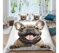 EUZZDHESP French Bulldog 3D Printed Duvet Cover Microfibre Soft Quilt Covers Bedding Sets with Pillowcase Easy Care Comforter Cover Hidden Zipper for Kids Boys Girls King（220x240cm）