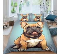 EUZZDHESP French Bulldog Duvet Cover Sets 3 PCS Hotel Quality Quilt Cover Bedding Sets Bed Covers with Pillowcases with Zipper Closure Breathable Stylish Comforter King（220x240cm）