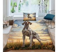 EUZZDHESP German Shorthaired Pointer Duvet Cover Sets 3 PCS Hotel Quality Quilt Cover Bed Sets Bed Covers with Pillowcases with Zipper Closure Ultra Soft Anti Allergic Microfiber Single（135x200cm）