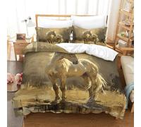 EUZZDHESP Horse Duvet Cover 3 PCS Hotel Quality Quilt Cover Bedding Set Bed Covers with Pillowcases with Zipper Closure Ultra Soft Anti Allergic Microfiber Single(140x200cm)