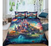 EUZZDHESP Magic Castle Duvet Cover Sets 3 PCS Hotel Quality Quilt Cover Bed Sets Bed Covers with Pillowcases with Zipper Closure Hypoallergenic Soft Breathable Microfiber Double(200x200cm)