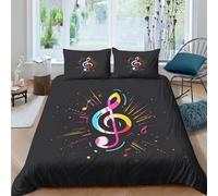EUZZDHESP Music Notation 3D Duvet Cover Microfiber Closure with Zipper Easy Care Breathable Cosy 3Pcs Bedding for Kids Girls Teens