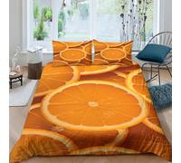 EUZZDHESP Orange Duvet Cover Sets 3 PCS Hotel Quality Quilt Cover Bed Sets Bed Covers with Pillowcases with Zipper Closure Ultra Soft Hypoallergenic Microfiber Double（200x200cm）