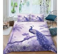 EUZZDHESP Peacock Duvet Cover 3 PCS Hotel Quality Quilt Cover Bedding Bed Covers with Pillowcases with Zipper Closure Breathable Stylish Comforter Double(200x200cm)