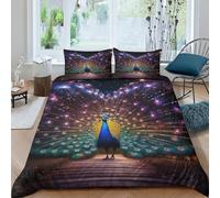 EUZZDHESP Peacock Duvet Cover Sets 3 PCS Hotel Quality Quilt Cover Bed Sets Bed Covers with Pillowcases with Zipper Closure Hypoallergenic Soft Breathable Microfiber Double(200x200cm)