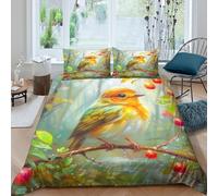 EUZZDHESP Robin Bird Duvet Cover 3 PCS Hotel Quality Quilt Cover Bedding Bed Covers with Pillowcases with Zipper Closure Ultra Soft Anti Allergic Microfiber King（220x240cm）