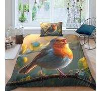 EUZZDHESP Robin Duvet Cover Sets 3 PCS Hotel Quality Quilt Cover Bedding Set Bed Covers with Pillowcases with Zipper Closure Ultra Soft Anti Allergic Microfiber Single（135x200cm）