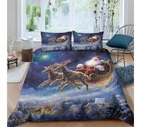 EUZZDHESP Santa Claus 3Pcs Bedding Set Printed Quilt Cover,3D Duvet Cover for Boys Adult, Microfibre, with Pillowcases Easy Care Microfiber Comforter Cover Hidden Zipper King（220x240cm）