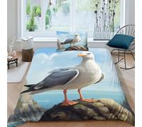 EUZZDHESP Seagull Duvet Cover Sets 3 PCS Hotel Quality Quilt Cover Bed Sets Bed Covers with Pillowcases with Zipper Closure Breathable Stylish Comforter Single（135x200cm）