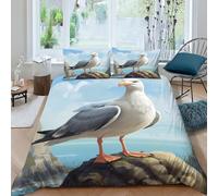 EUZZDHESP Seagull Duvet Cover Sets 3 PCS Hotel Quality Quilt Cover Bedding Set Bed Covers with Pillowcases with Zipper Closure Breathable Stylish Comforter Double（200x200cm）