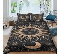 EUZZDHESP Sun Moon Duvet Cover Set 3 PCS Hotel Quality Quilt Cover Bedding Bed Covers with Pillowcases with Zipper Closure Ultra Soft Anti Allergic Microfiber Double（200x200cm）