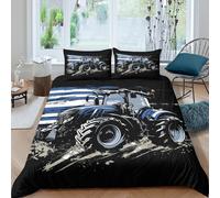 EUZZDHESP Tractor 3D Printed Comforter Cover Set Duvet Cover Bedding Set for Kids Teens Boys Room Decor Microfiber Quilt Cover 3 Pcs with Pillow Case Hidden Zipper Double（200x200cm）