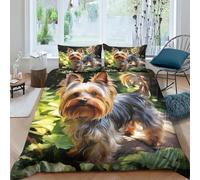EUZZDHESP Yorkshire Terrier Duvet Cover Sets 3 PCS Hotel Quality Quilt Cover Bedding Set Bed Covers with Pillowcases with Zipper Closure Ultra Soft Hypoallergenic Microfiber King（220x240cm）