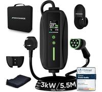 EV Charger 3 Pin Plug | Portable EV Charger Type 2, 3kW | Single Phase, Cabel, 6-13A | Electric Car Charger | Home Car Charger | Fast Charging, Compact, Travel-Friendly (3kW, 5,5 Meter)