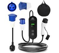 EV Charger Cable Type 2 Charging Cable 3PIN CEE Plug With LCD Display 8-32A Portable Electric Car Charger With Bag Mobile Charging Station With 13A UK Cable Adapter 32A 7KW 5M/10M (5M)