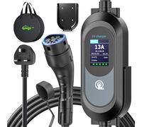 EV Charger Cable Type 2 to 3 Pin Plug 10M/32.81Ft, Max 3.1kW [6-13A] Electric Car Charger, Portable Car Type 2 Charging Cable 3 Pin with 2.4″ LED Screen, 12H Timing Delay, IP67/IP65 for EVs & PHEVs