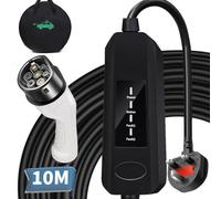 EV Charger Cable Type 2 to 3 Pin Plug, Electric Car Charging Cable, Max.3kW Electric Car Charger, with a Carry Bag (10M Cable & Signal Indicator)