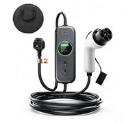 EV Charger Cable Type 2 to 3 Pin Plug, HOVCEH 5m Portable Electric Car Charger with LED Display, 3.5KW Type 2 Charging Cable 3 Pin, 8/10/13/15/16A, IP55 Home EV Chargers for EVs and PHEVs