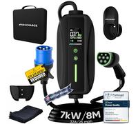 EV Charger CEE 32A Plug | Portable EV Charger Type 2, 3-7kW | Single Phase, Cabel, 6-32A | Electric Car Charger | Home Car Charger | Fast Charging, Compact, Travel-Friendly (7kW, 8 Meter)