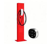 EV Charger Pedestal - Heavy Duty EV Charger Stand with Lockable Internal Box, Floor Mounted Freestanding Charging Station Holder, Compatible with 99% EV Wall Chargers(Red)