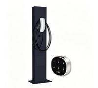 EV Charger Pedestal - Heavy Duty EV Charger Stand with Lockable Internal Box, Floor Mounted Freestanding Charging Station Holder, Compatible with 99% EV Wall Chargers(Black)