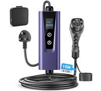 EV Charger Type 2 to 3 Pin Plug,15M | Max 3.1kW |6/8/10/13A| IP67 Waterproof,Electric Car Charger Adapter to 3Pin Plug Home Portable Charging Cable with Carry Bag,12H Delayed Timer,for EVs&PHEVs