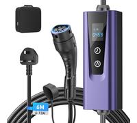 EV Charger Type 2 to 3 Pin Plug,6M | Max 3.1kW |6/8/10/13A| IP67 Waterproof,Electric Car Charger Adapter to 3Pin Plug Home Portable Charging Cable with Carry Bag,12H Delayed Timer,for EVs&PHEVs