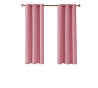 Ev Dekor® EVCRTN01 Thermal Blackout Curtains for Bedroom, Offices, Hotels Windows 90"(228cm) Wide X 54"(137cm) Long, Pink - 2 Panels with Tie Backs