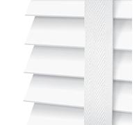 EV DEKOR Faux Wood Window Blinds with Tape Design, 50mm Slats, Easy Fit Home Office Venetian Blinds (210 X 150cm) - White blind