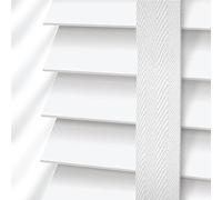 EV DEKOR Faux Wood Window Blinds with Tape Design, 50mm Slats, Easy Fit Home Office Venetian Blinds (240 X 150cm) - White blind