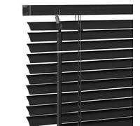 Ev Dekor PVC Venetian Blinds for Windows Treatment Shutters 25mm Slats Complete Child Safe Fittings Long Drop - Easy Fit Trimmable Window Venetian Blind Black W135cm x L213cm