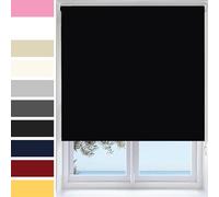 Ev Dekor Roller Blinds - Black 240 Width 210 cm Drop, Thermal Blackout Roller Blind Insulated UV Protection Child Safe Premium Fabric Home Office Window Blinds