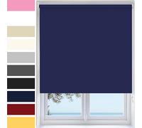 Ev Dekor Roller Blinds - Navy 180 Width 165 cm Drop, Thermal Blackout Roller Blind Insulated UV Protection Child Safe Premium Fabric Home Office Window Blinds