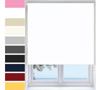 Ev Dekor Roller Blinds - White 210 Width 210 cm Drop, Thermal Blackout Roller Blind Insulated UV Protection Child Safe Premium Fabric Home Office Window Blinds