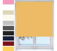 Ev Dekor Roller Blinds - Yellow | Ochre 90 Width 210 cm Drop, Thermal Blackout Roller Blind Insulated UV Protection Child Safe Premium Fabric Home Office Window Blinds