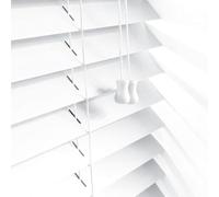 Ev Dekor Smooth Faux Wood Wooden Venetian Blinds with Strings 50mm Slats Trimmable Child Safe Easy Fit Office Home Blind Window curtains (white, 114 x 150cm)