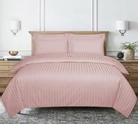 Ev Dekor® Super King Duvet Cover Set Hotel Quality Stripes Satin Bedding Superking Bed Set with 2 Pillowcases, Reversible Soft Microfiber Breathable Bed Covers -Blush |Pink -Superking
