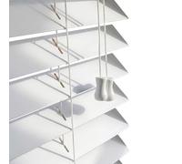 Ev Dekor White Wooden Venetian Blinds With String Design, 50mm Slats, Bathroom, Kitchen, Door, Window Blinds Curtains - 165 X 213cm