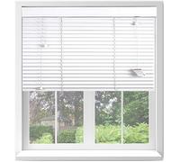 Ev Dekor White Wooden Venetian Blinds With String Design, 50mm Slats, Bathroom, Kitchen, Door, Window Blinds - 240 X 150cm