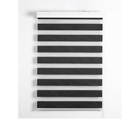 Ev Dekor Zebra Day and Night Roller Blinds, Dual Layer Fabric Easy Fit Blind Curtain, Drilling & No Drilling Vision Window Blinds for Home Office Black 243x210cm