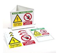 EV Vehicle Warning Sign Pack 300MMx200MM Pack Qty 5