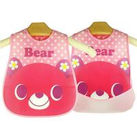 Eva Bib Three-Dimensional Baby Waterproof Saliva Towel Infant Small Square to Increase Flip Large Version of The Cartoon Rice Bowl Pink Bear